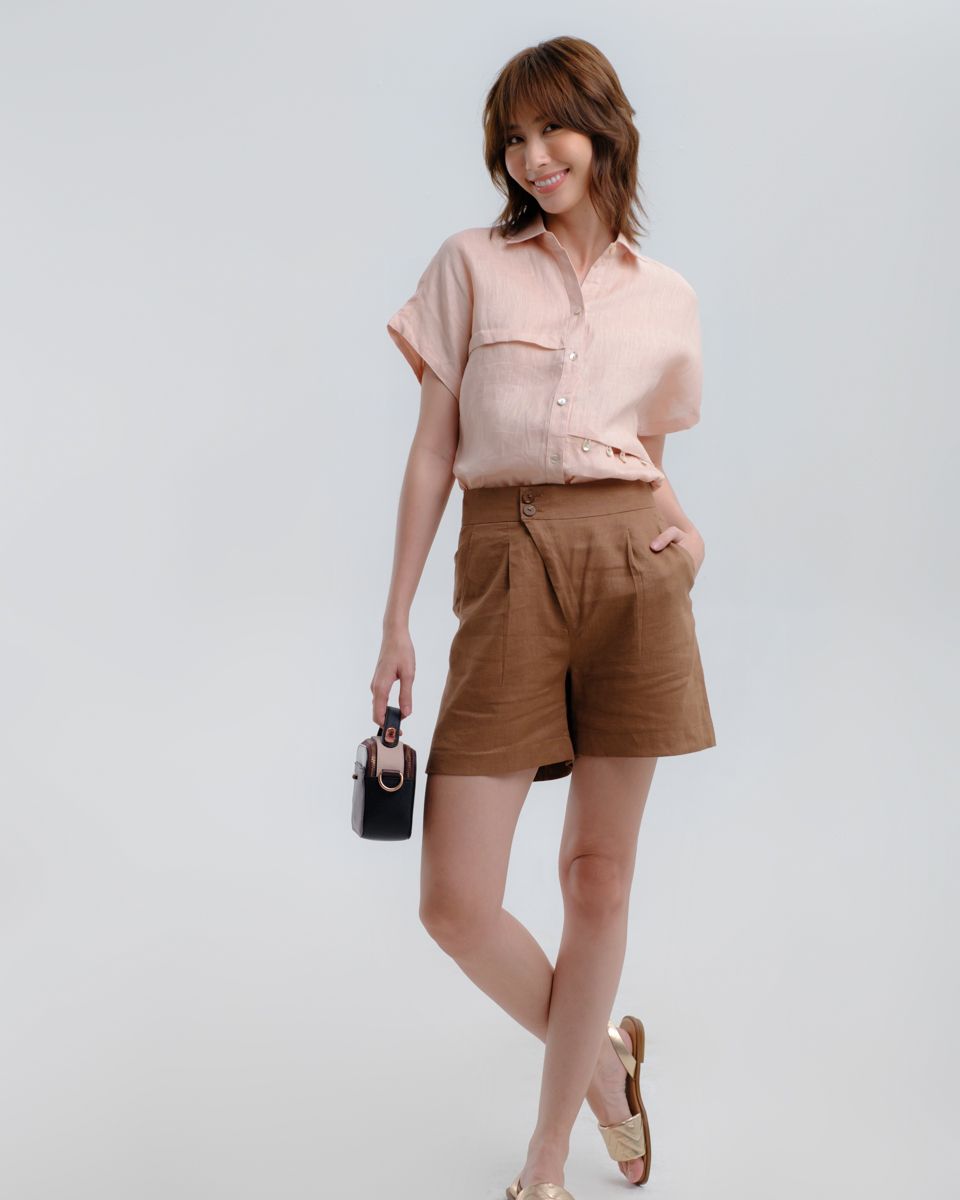 Quần Short Linen Nâu Hương Mùa Hè