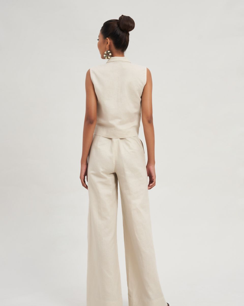 Quần Dài Linen Nữ Kem Tender Drit