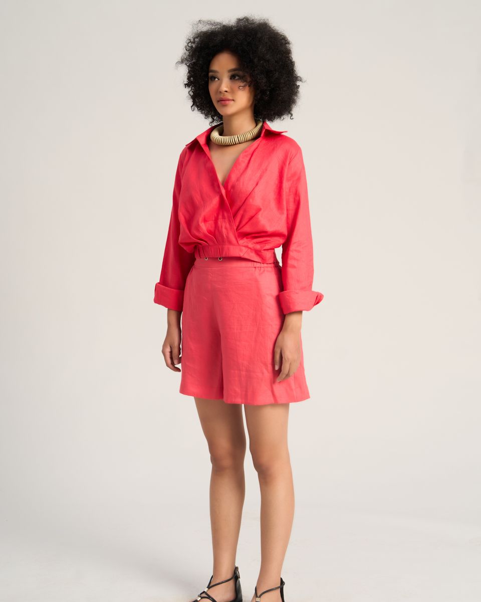 Quần Short Linen Đỏ Hồng Sắc Màu Tự Do