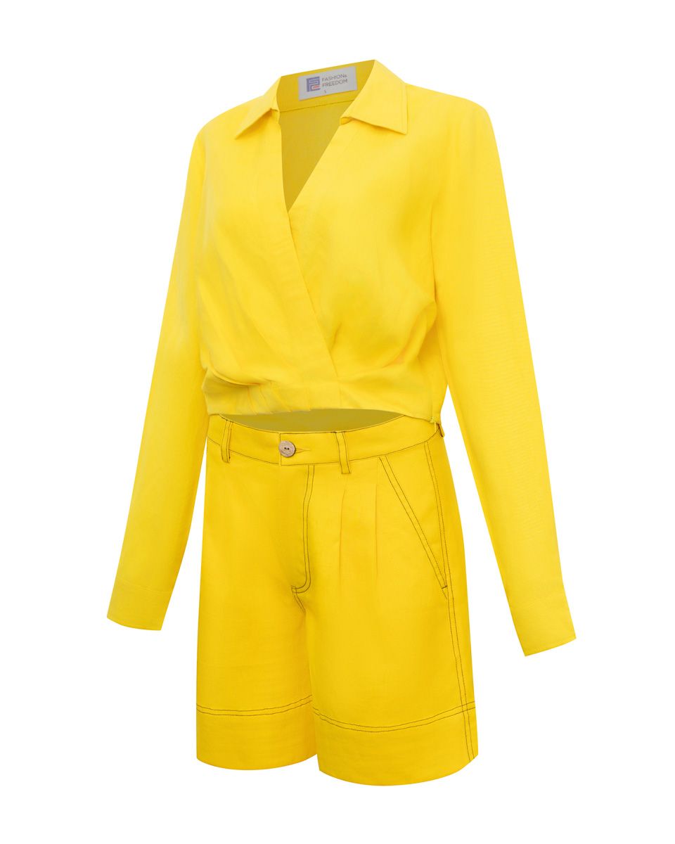 Áo Kiểu Linen Vàng Summer Get Away