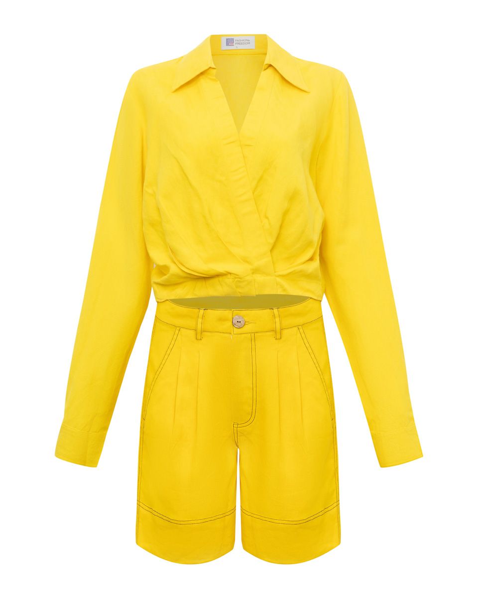 Áo Kiểu Linen Vàng Summer Get Away