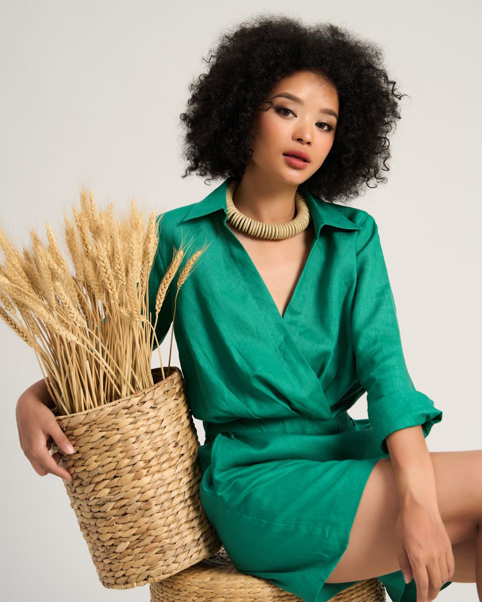 Quần Short Linen Xanh Lá Sắc Màu Tự Do