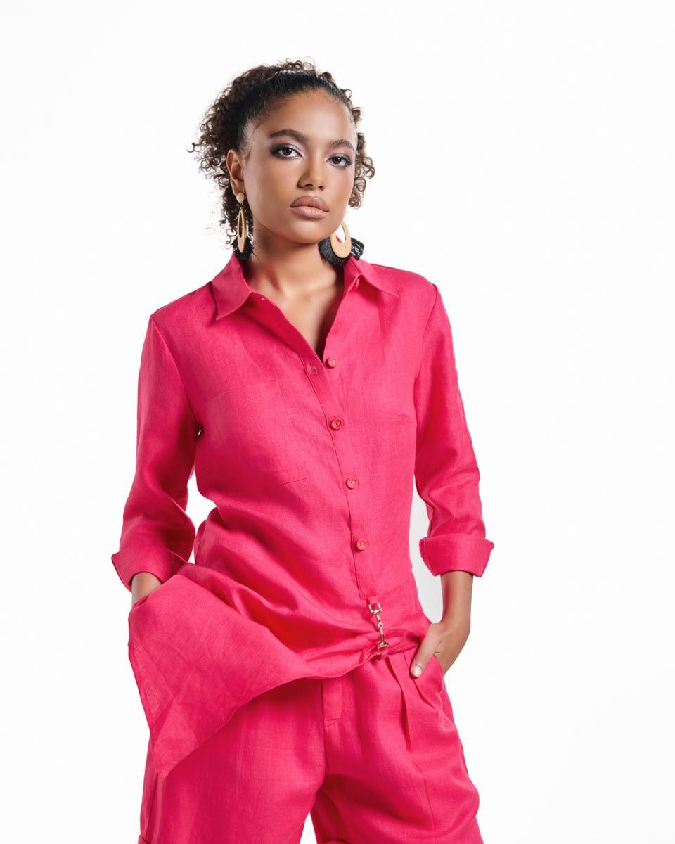 Áo Kiểu Linen Hồng Sen Autumn Charm