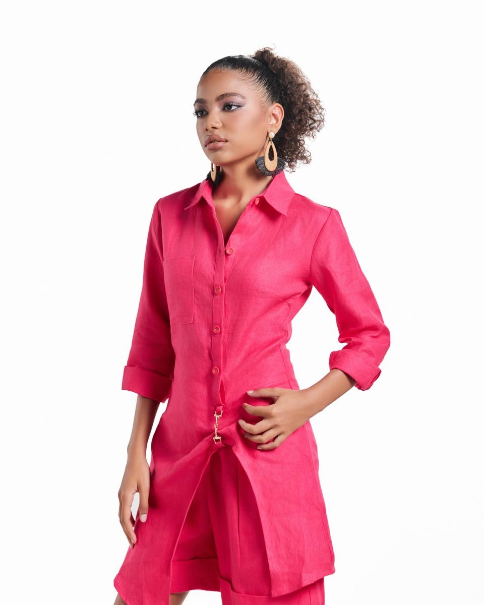 Áo Kiểu Linen Hồng Sen Autumn Charm