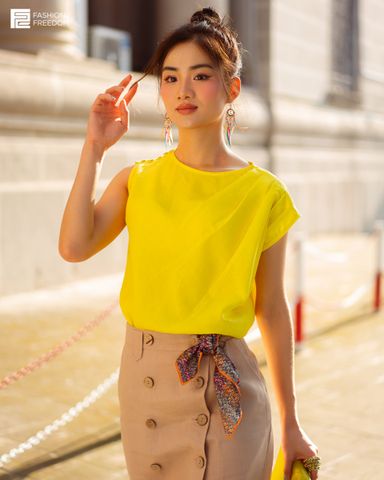  Áo Kiểu Linen Vàng Nhạt Fall Muse 