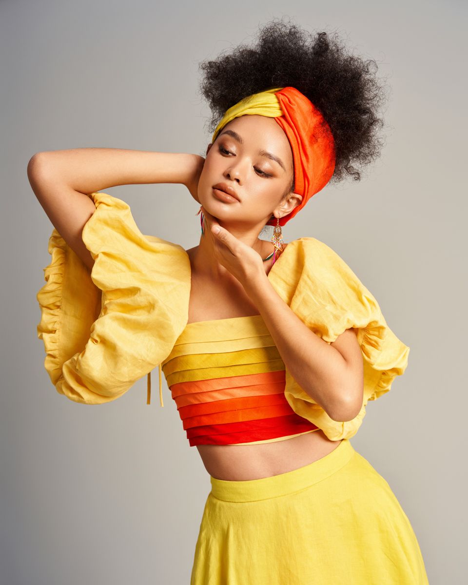 Áo Kiểu Nữ Linen Vàng Cam Đỏ Sắc Màu Tự Do