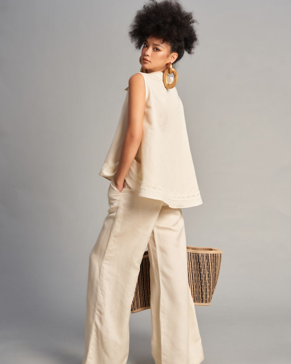 Quần Dài Linen Nữ Kem Sắc Màu Tự Do