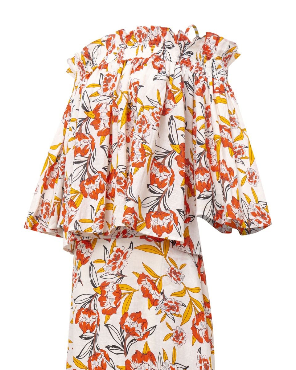 Áo Kiểu Nữ Linen Cam Hoa Sắc Màu Tự Do