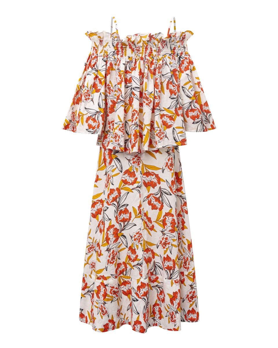 Áo Kiểu Nữ Linen Cam Hoa Sắc Màu Tự Do