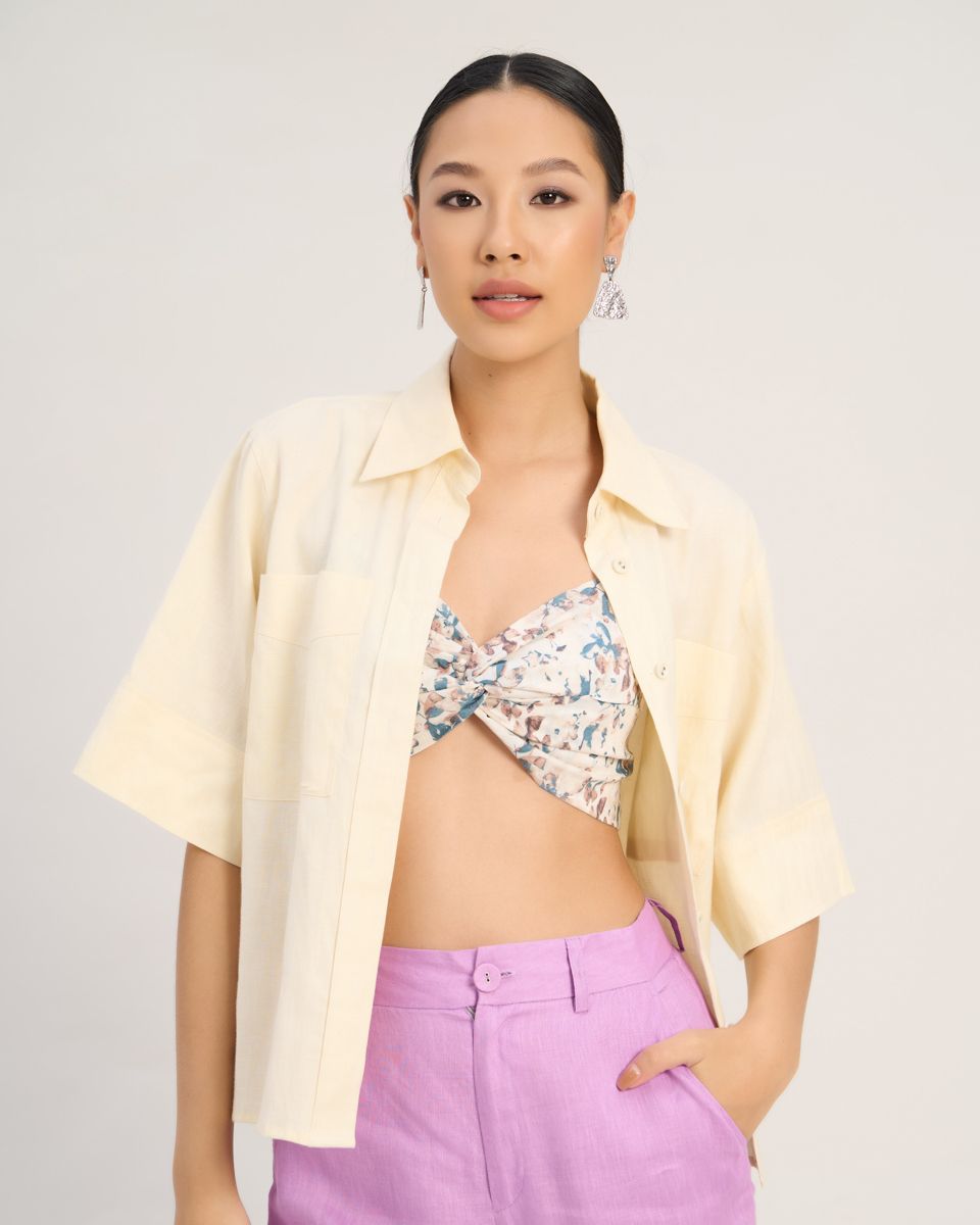 Áo Sơ Mi Linen Nữ Vàng The  Art Of Styling