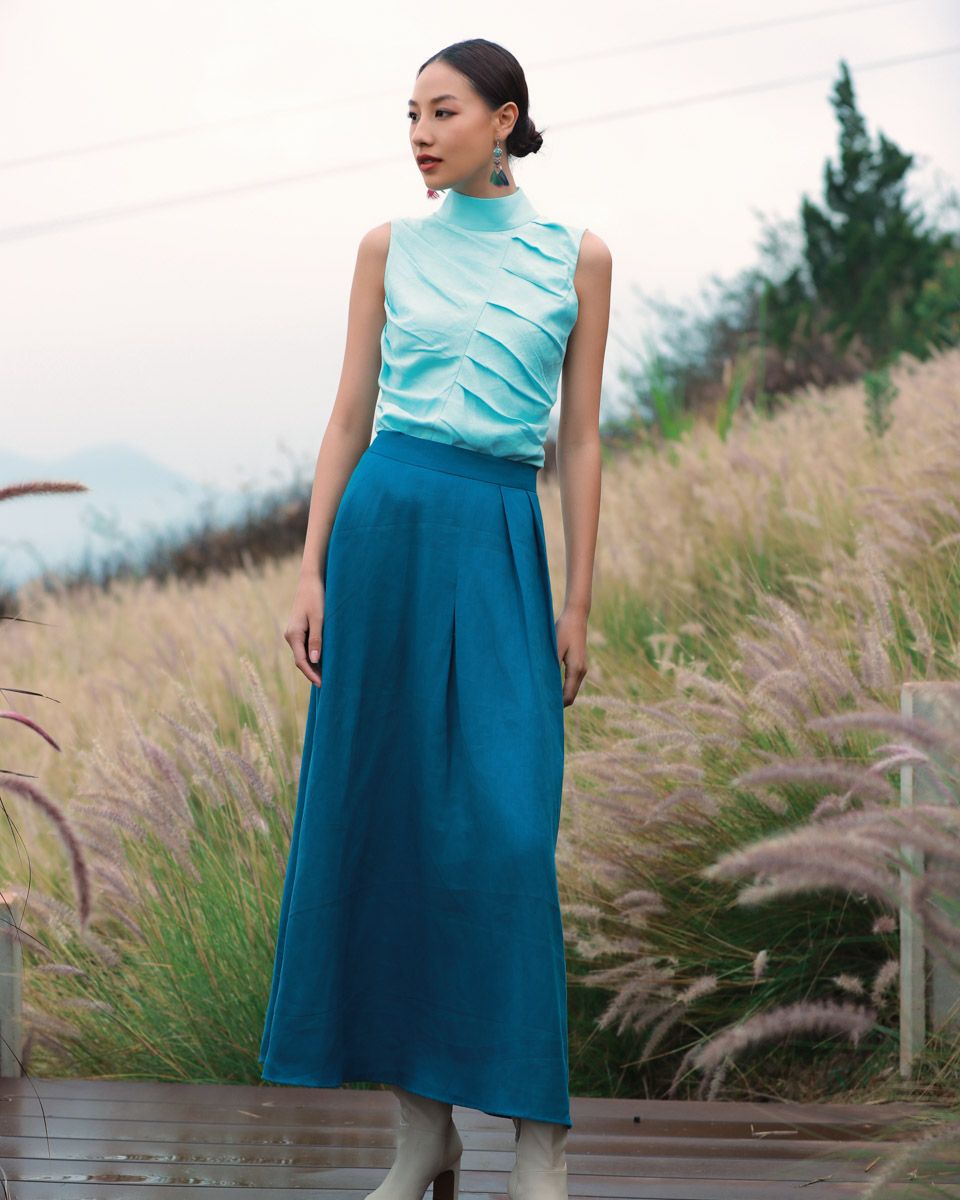 Áo Kiểu Linen Xanh Into The Wood