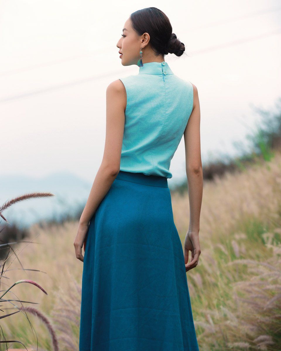 Áo Kiểu Linen Xanh Into The Wood
