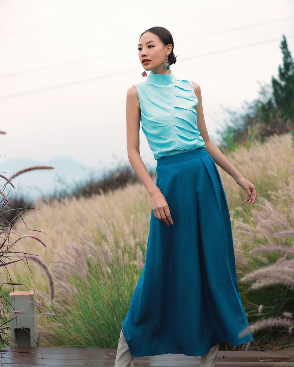 Áo Kiểu Linen Xanh Into The Wood