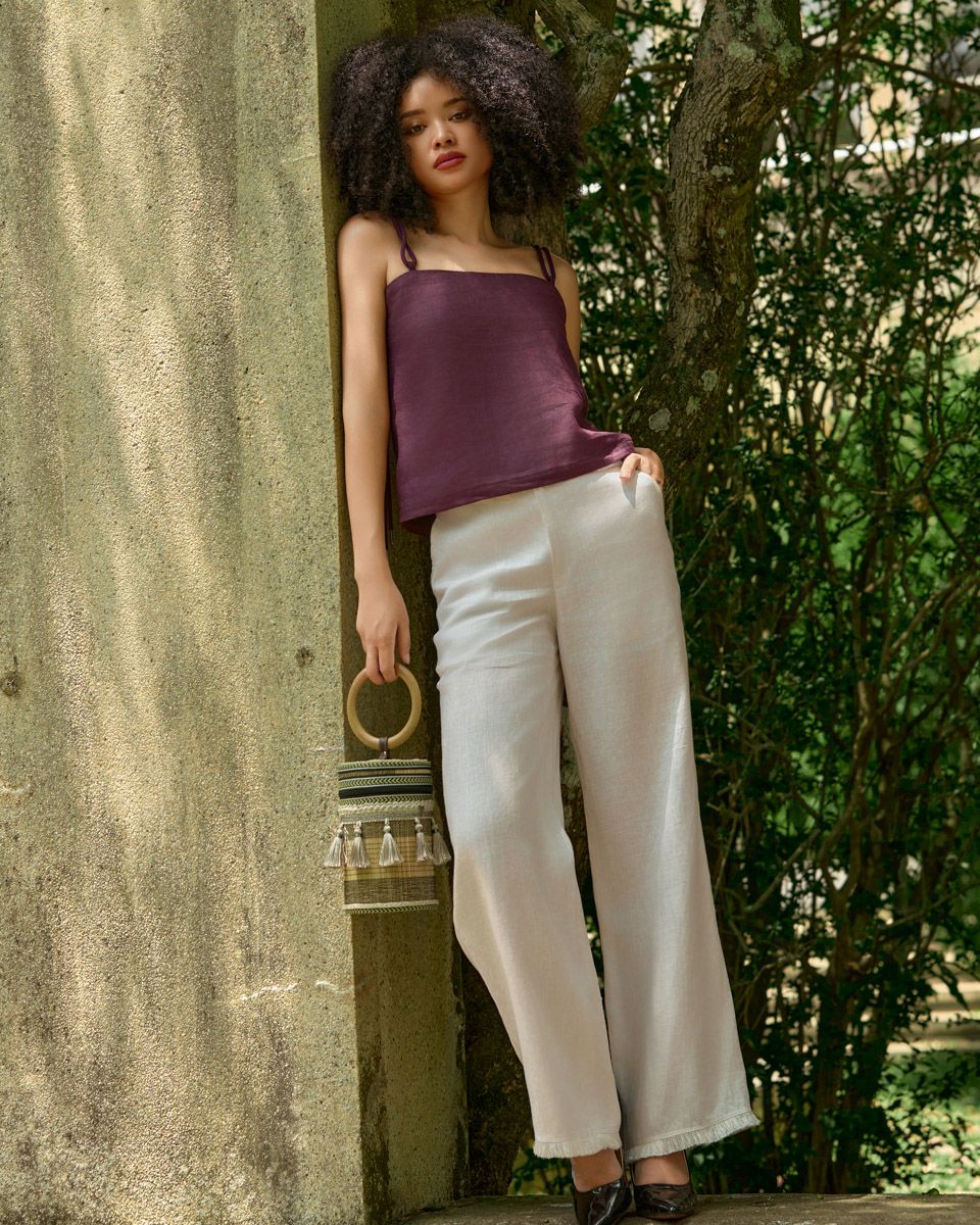 Quần Nữ Linen Trắng De Soleil