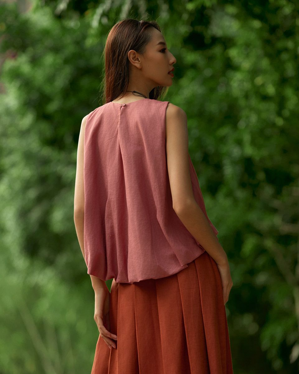 Áo Kiểu Linen Hồng Dâu Into The Wood