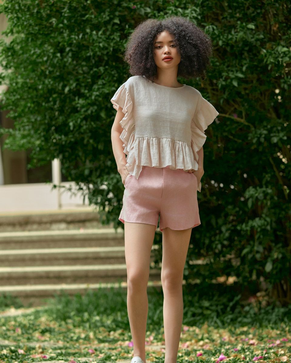 Quần Short Linen Nữ Hồng De Soleil