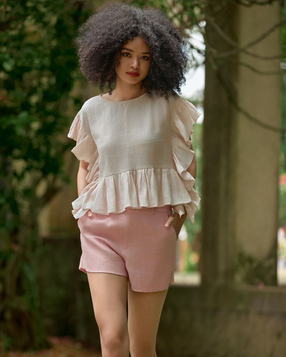 Quần Short Linen Nữ Hồng De Soleil