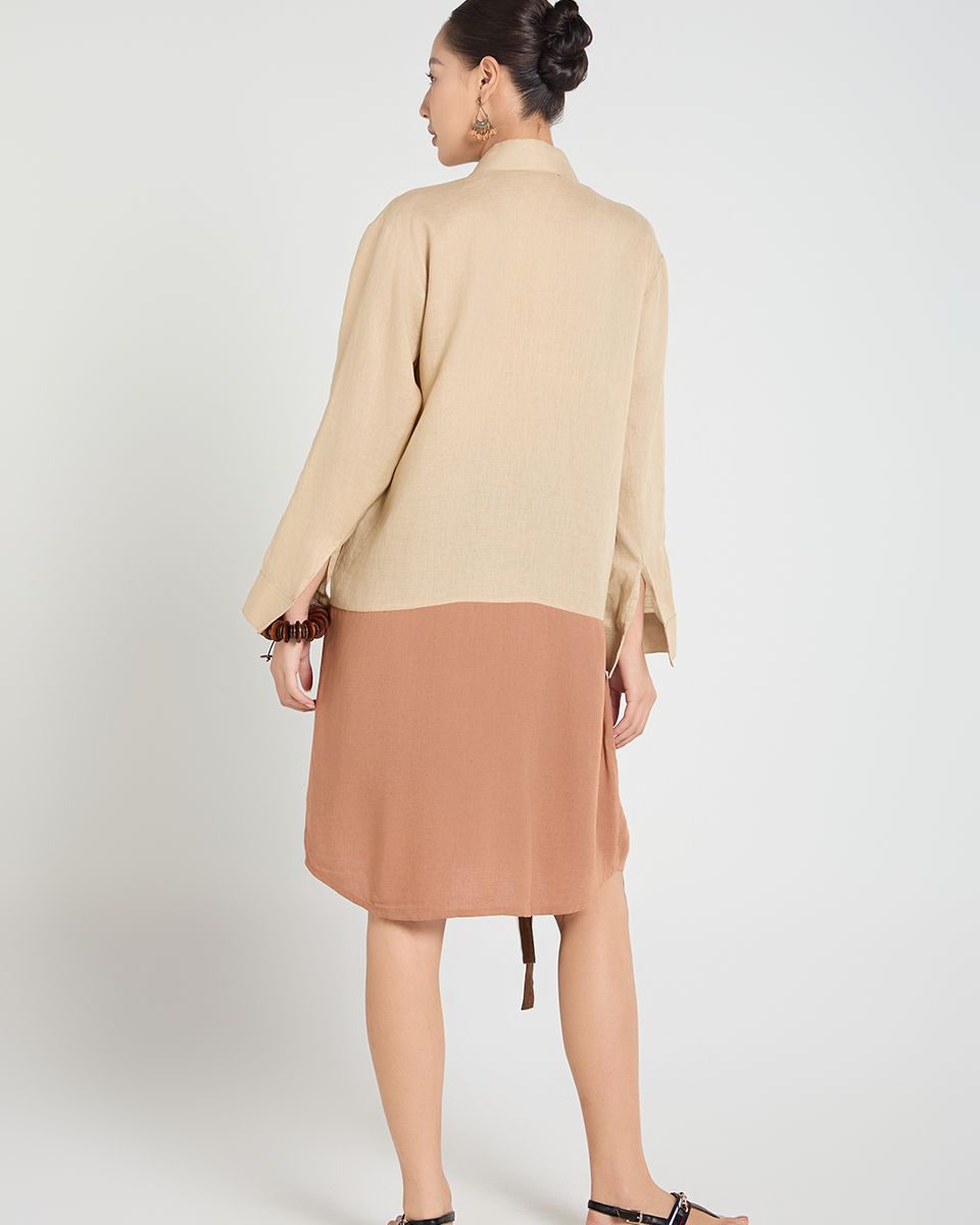 Áo Kiểu Linen Kem Nâu A Touch Of Effortless Elegance