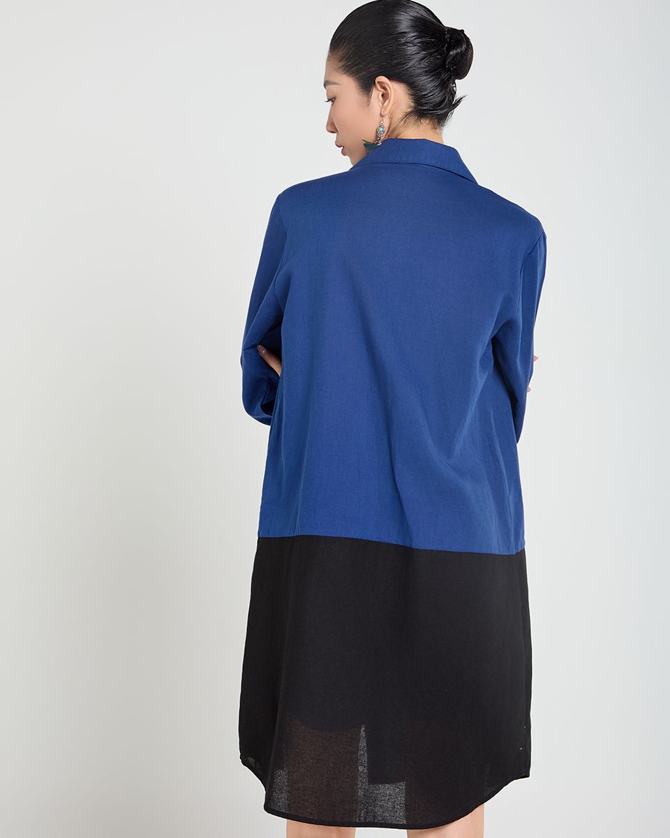 Áo Kiểu Linen Xanh Đen A Touch Of Effortless Elegance