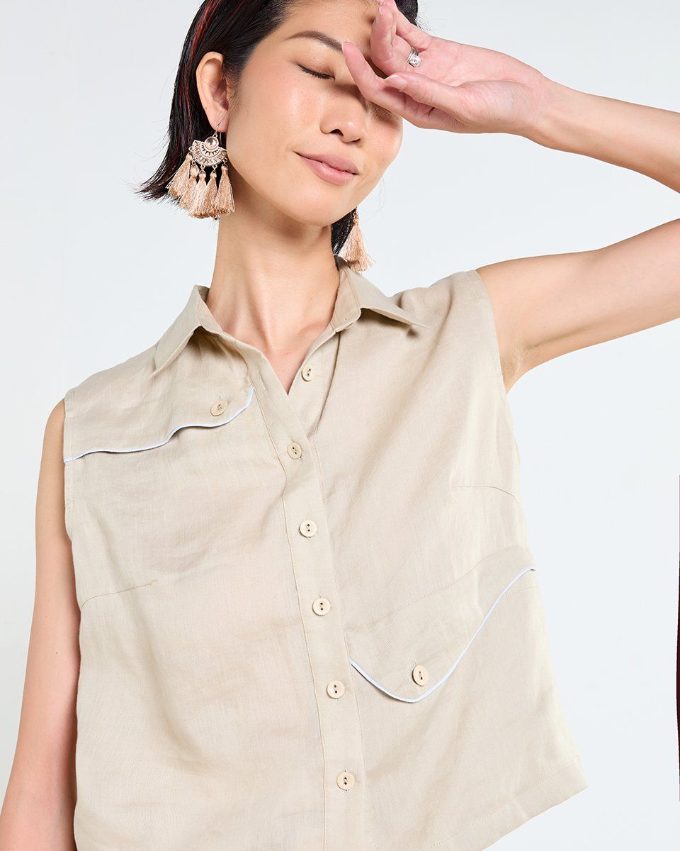 Áo Linen Nữ Kem Tender Drit