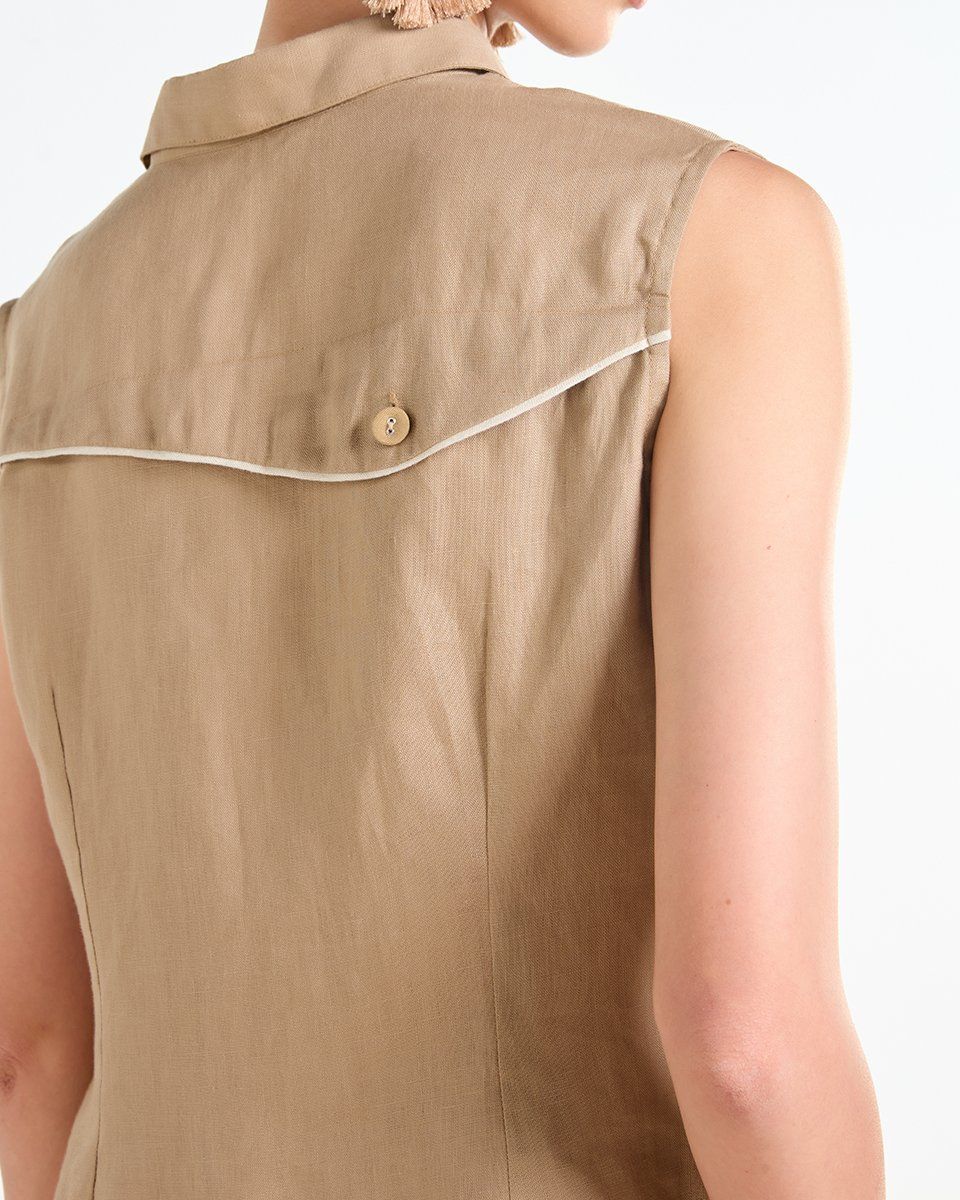 Áo Linen Nữ Nâu Nhạt Tender Drit