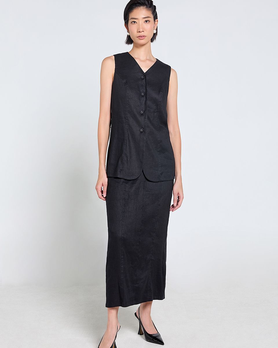 Áo Linen Nữ Đen Tender Drit