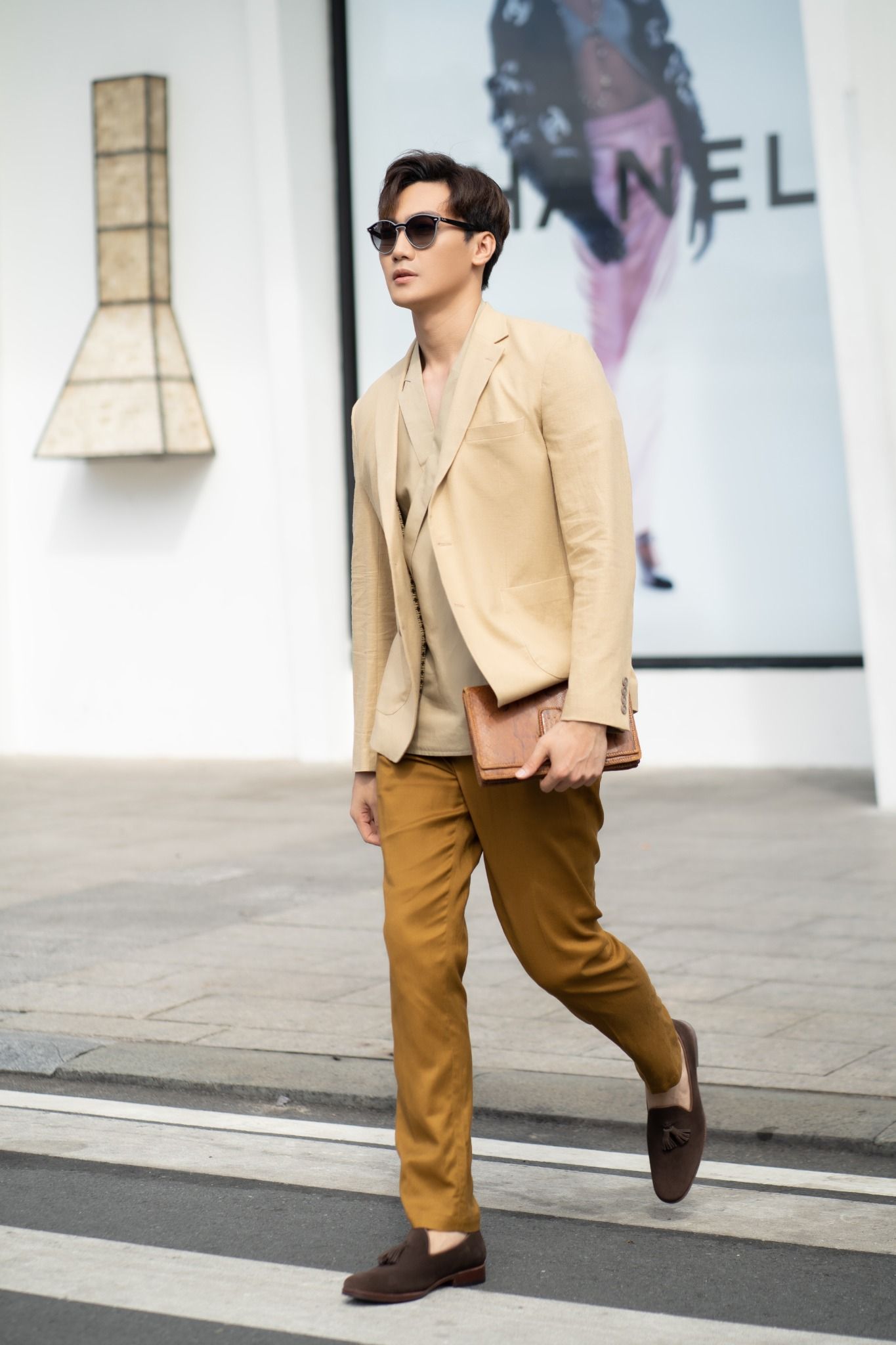 Áo Vest Nam Linen Vàng Kem