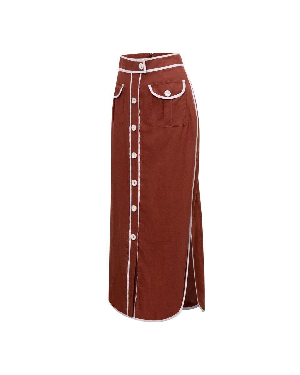 Chân Váy Linen Nâu Đất