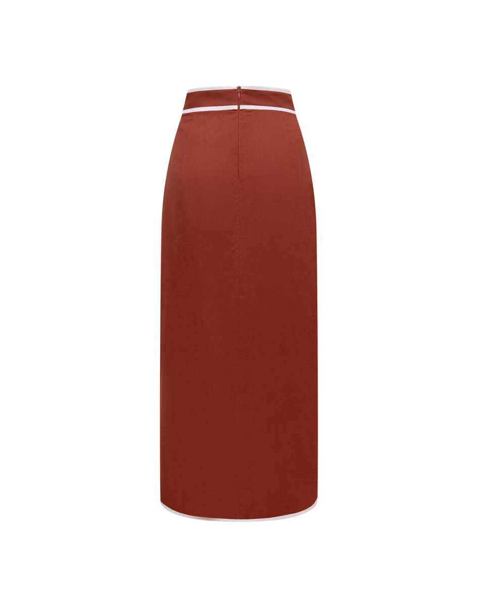 Chân Váy Linen Nâu Đất