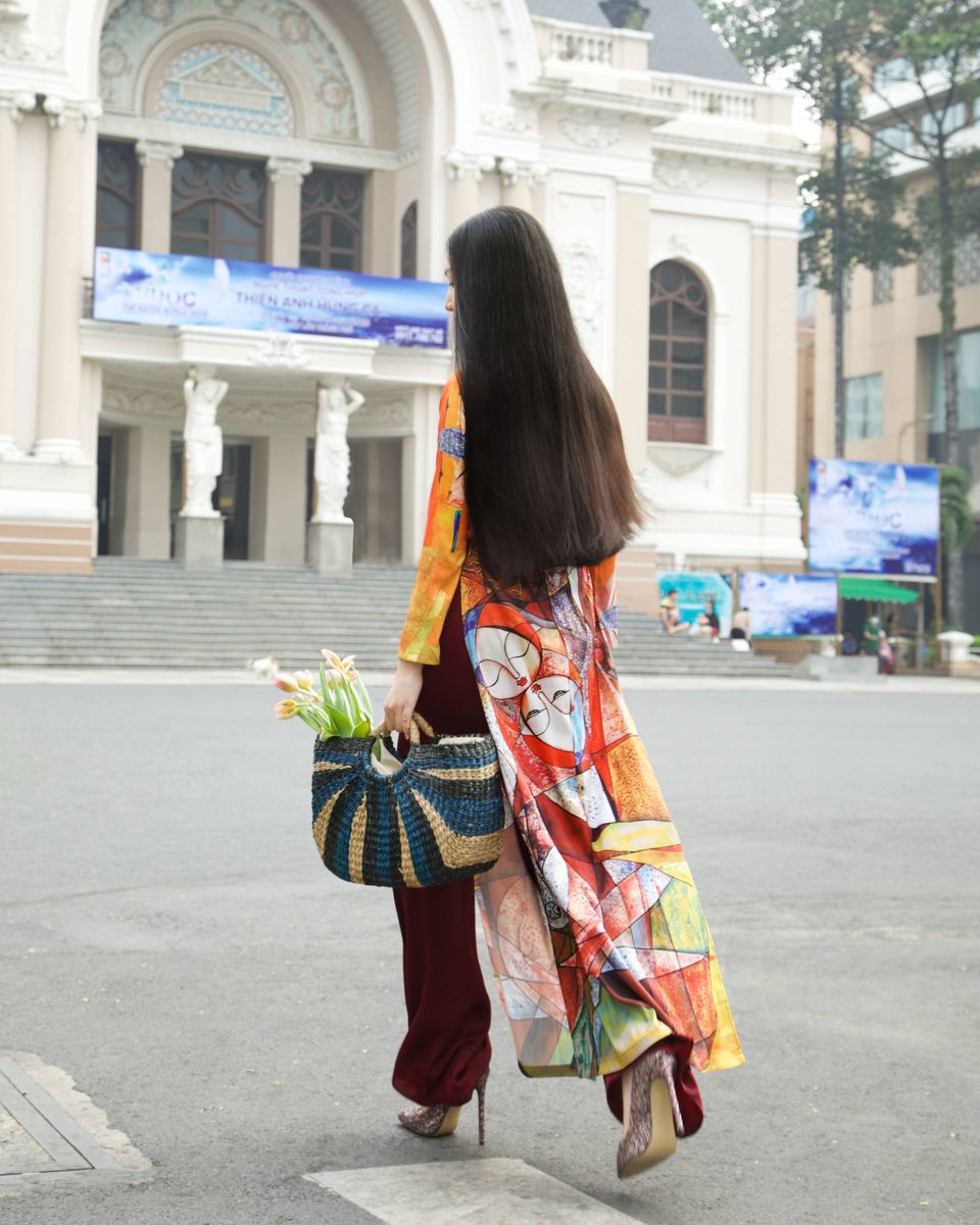 Áo Dài Lụa Cam Gems Of VietNam