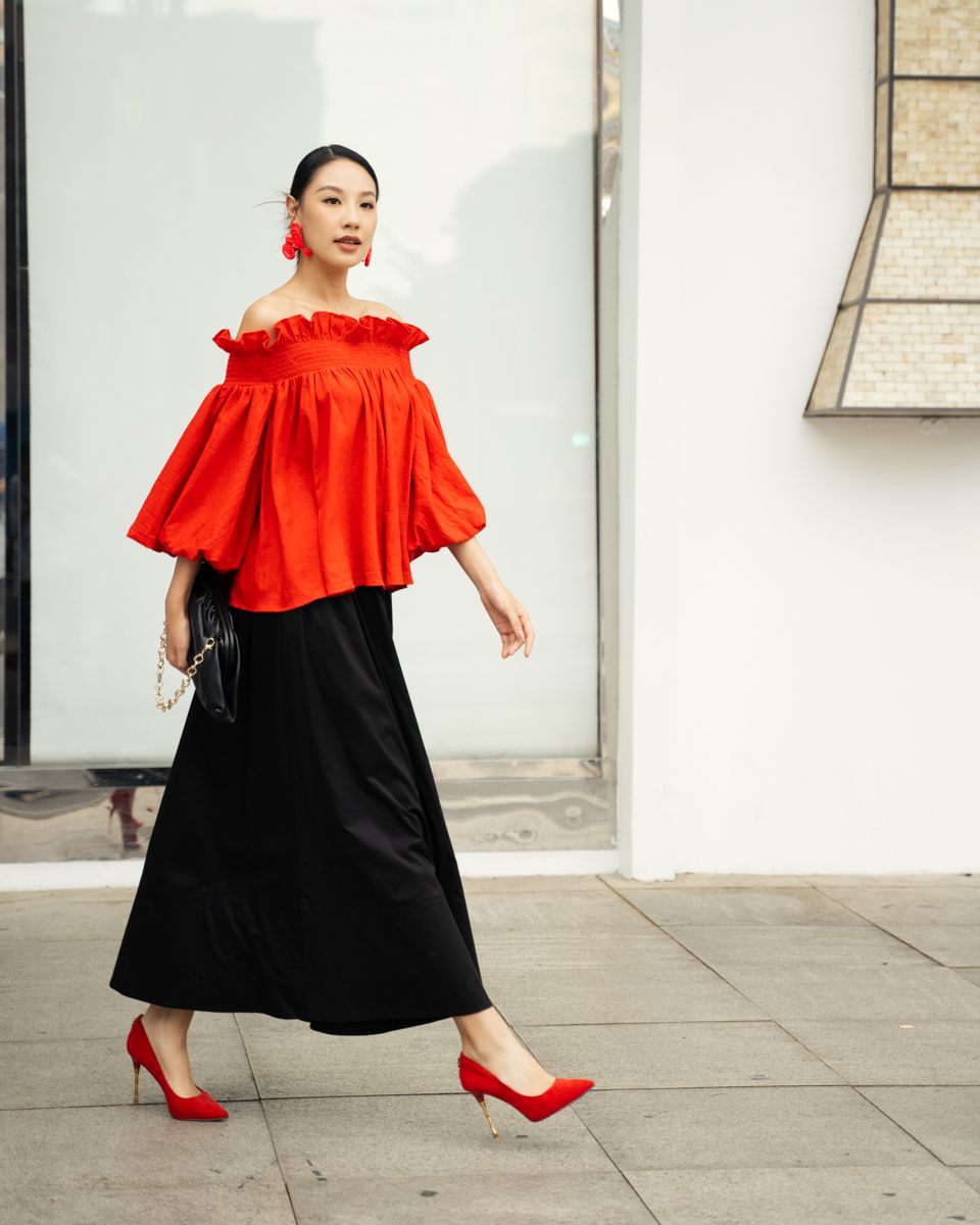 Áo Kiểu Nữ Linen Đỏ Sắc Màu Tự Do