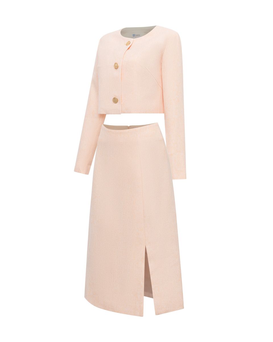 Chân Váy Bố Nhung Cam Nhạt