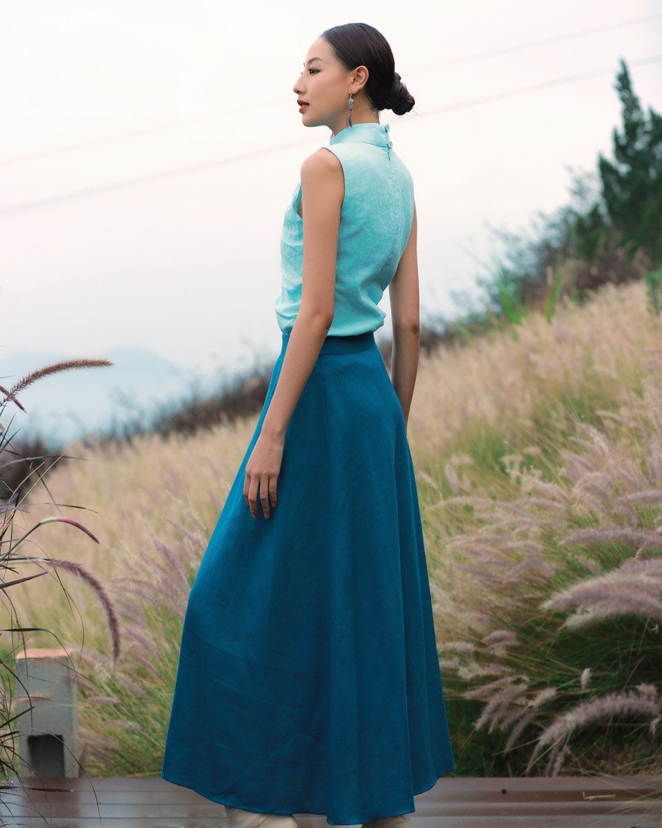 Áo Kiểu Linen Xanh Into The Wood
