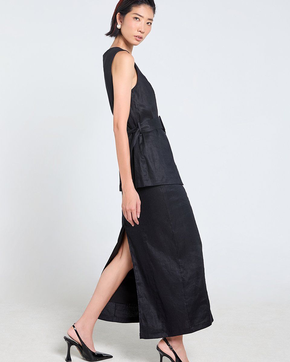 Chân Váy Linen Đen Tender Drit
