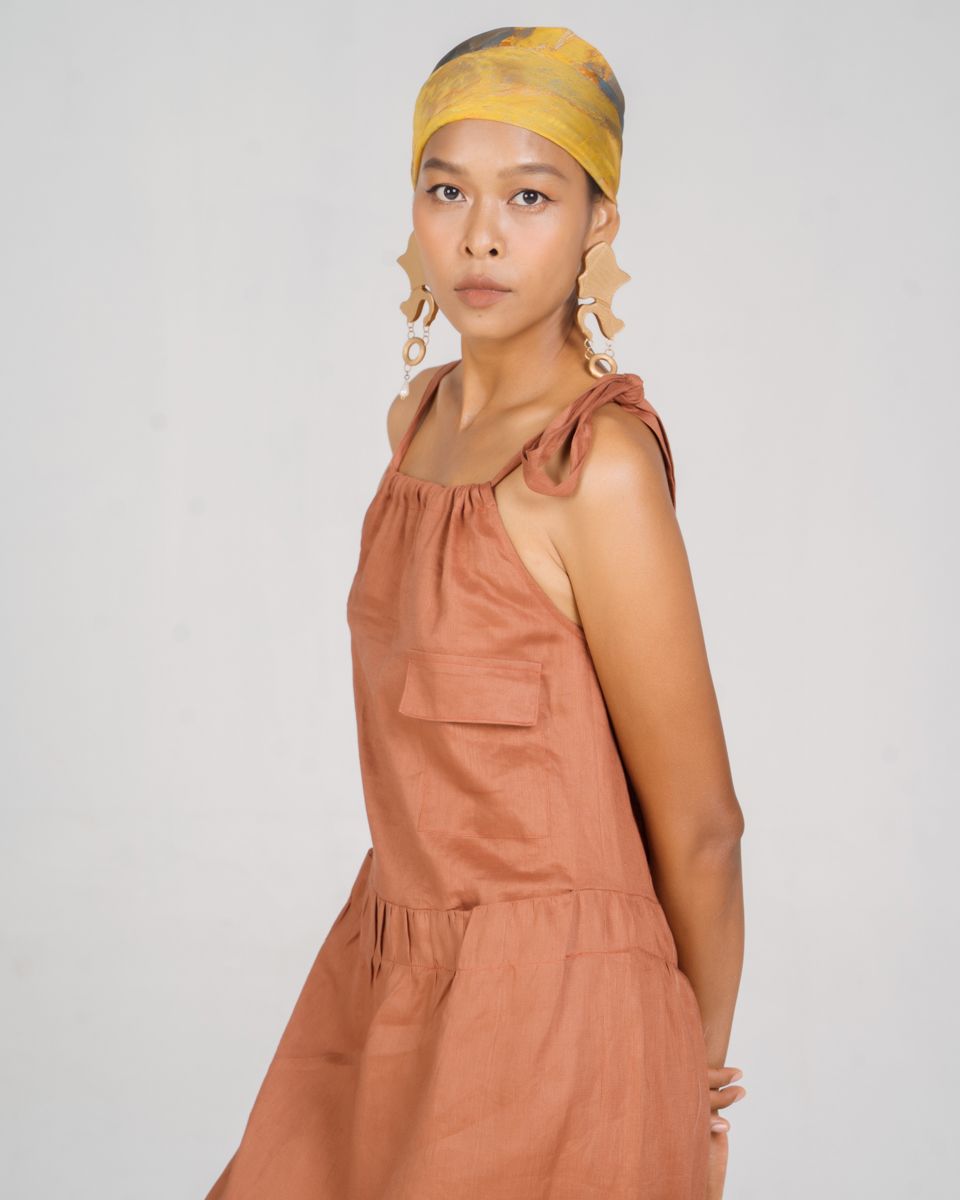 Đầm Linen Nâu Đất New Linen New Horizon