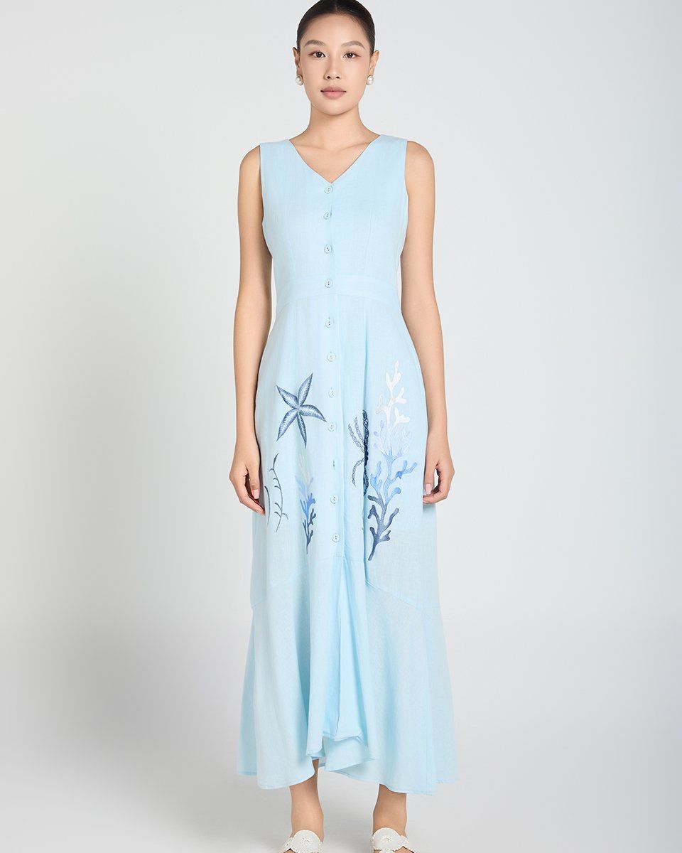 Đầm Linen Xanh A Touch Of Effortless Elegance