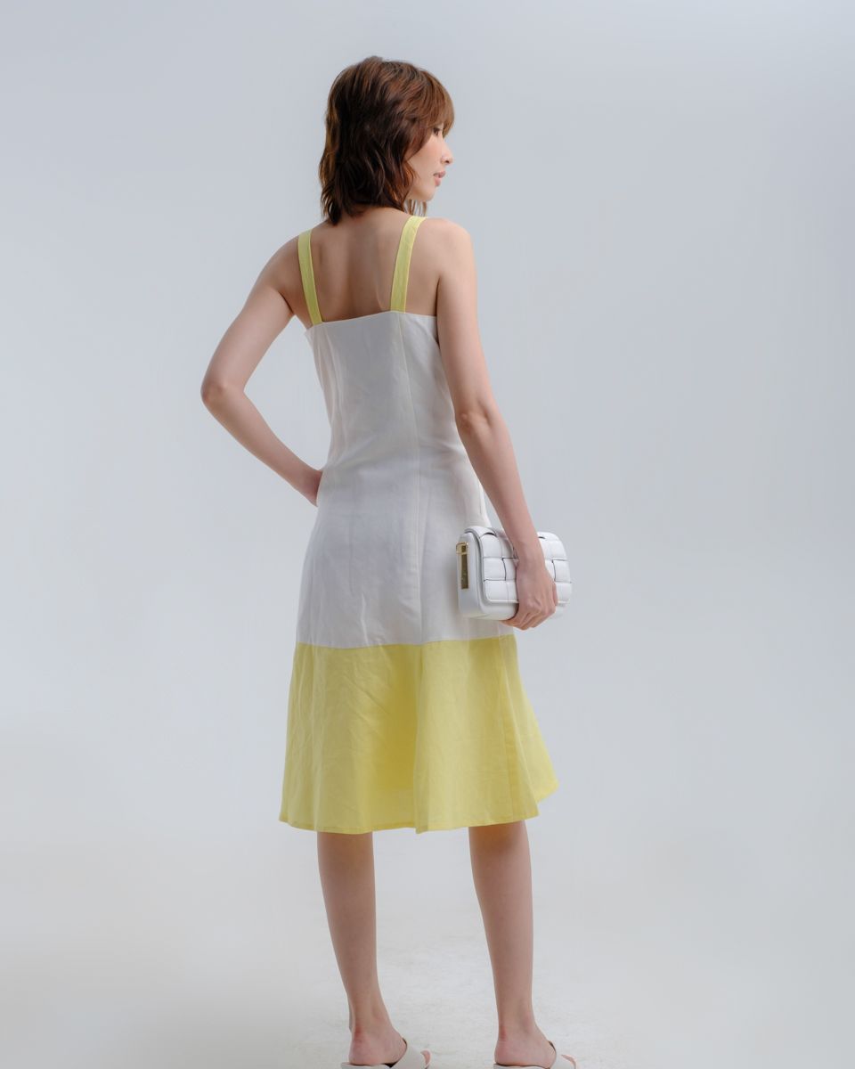 Đầm Linen Trắng Vàng Hương Mùa Hè