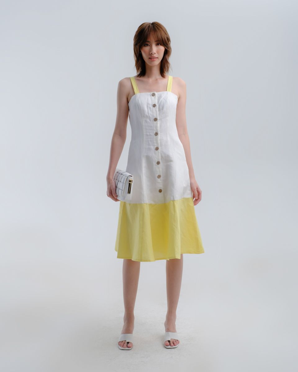 Đầm Linen Trắng Vàng Hương Mùa Hè