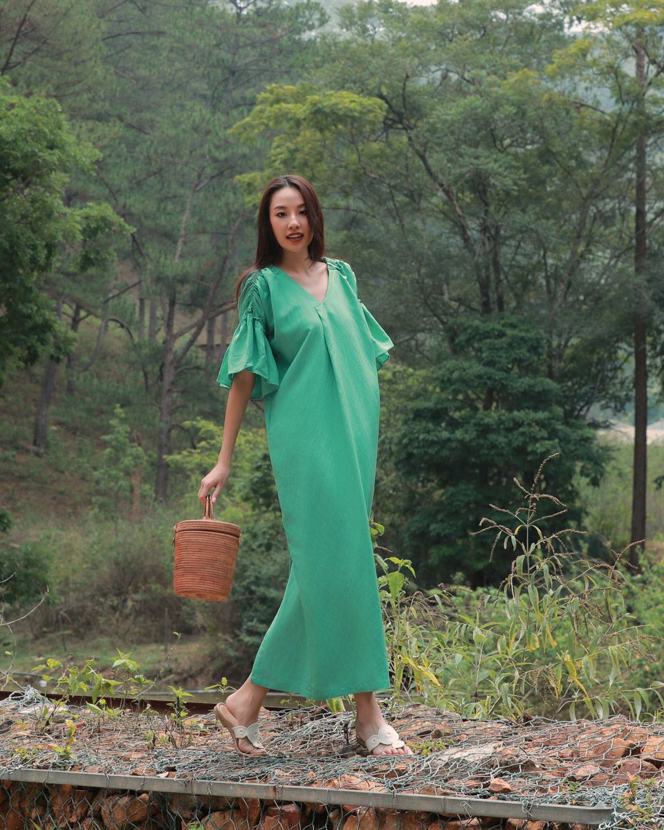 Đầm Linen Xanh Lá Into The Wood