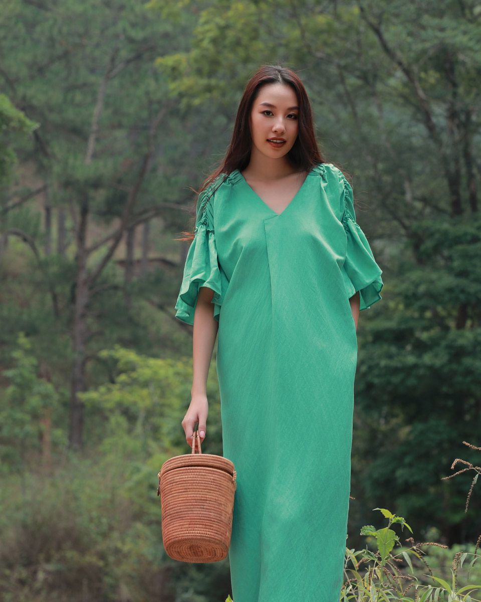 Đầm Linen Xanh Lá Into The Wood
