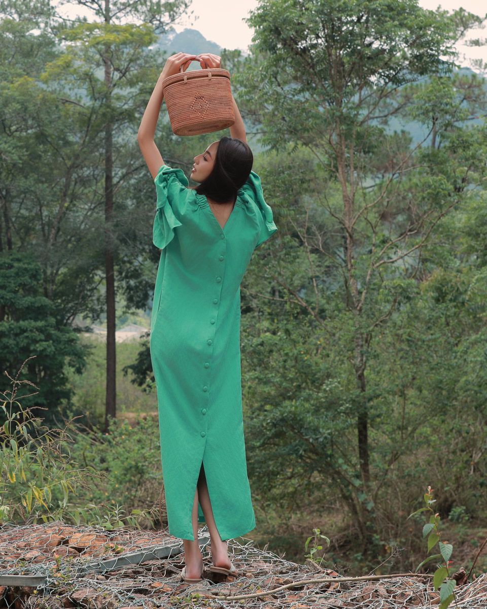 Đầm Linen Xanh Lá Into The Wood