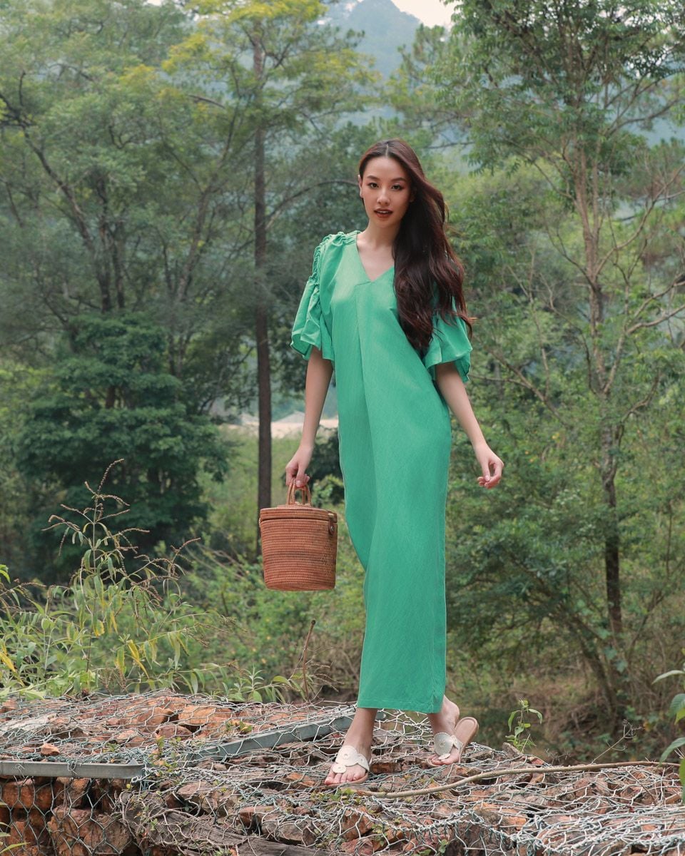 Đầm Linen Xanh Lá Into The Wood