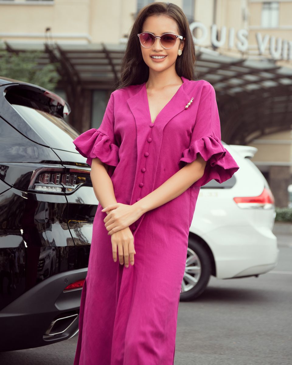 Đầm Linen Tím City Girls