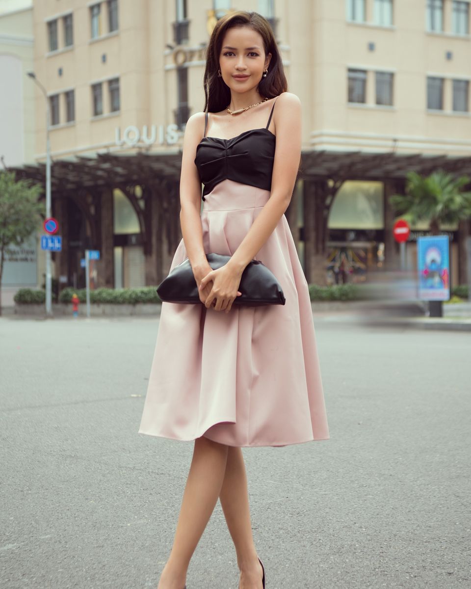 Đầm Taffta Hồng Đen City Girls