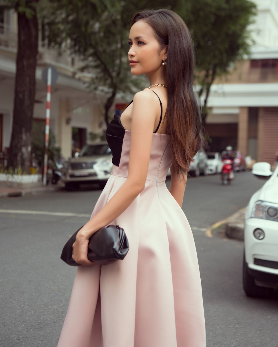 Đầm Taffta Hồng Đen City Girls