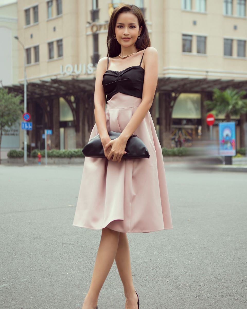 Đầm Taffta Hồng Đen City Girls