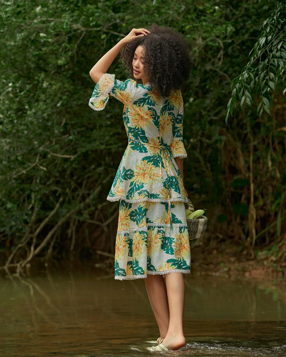 Đầm Linen Vàng Xanh Bright And Shine