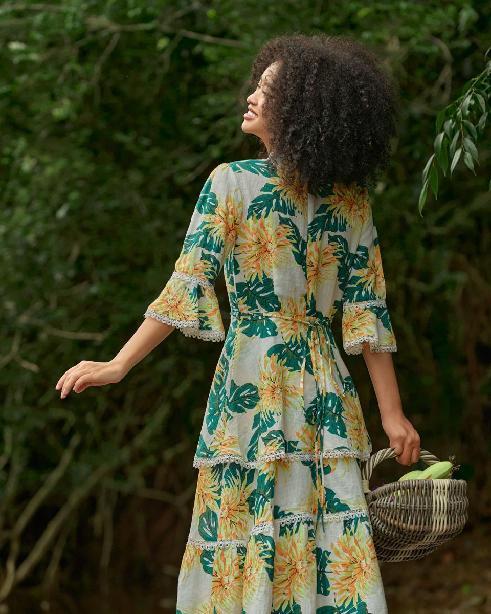 Đầm Linen Vàng Xanh Bright And Shine