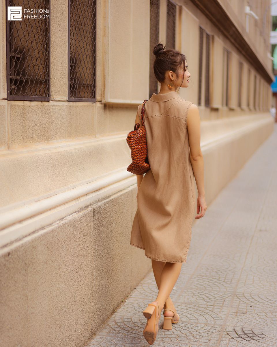 Đầm Linen Nâu Fall Muse