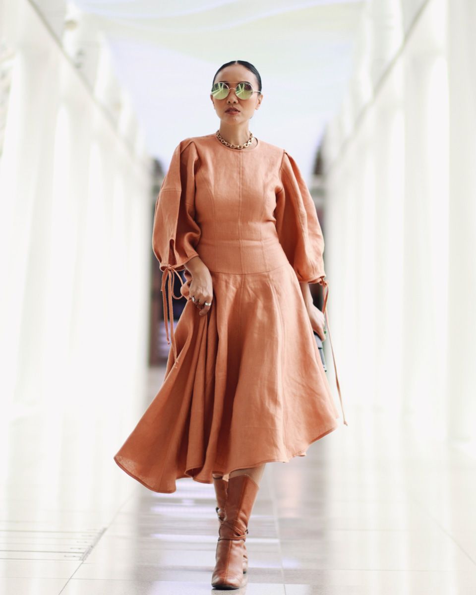 Đầm Linen Cam Đất Chocolate Fall In Love